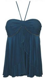 Teal Goddess Ruffle Halter Babydoll Top - Small