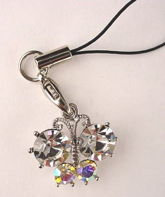 Trendy Clear Crystal Butterfly Cell Phone Charm