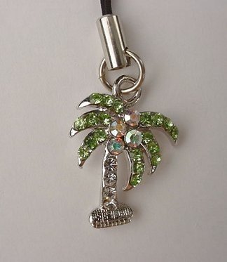 Trendy Crystal Tropical Palm Tree Cell Phone Charm