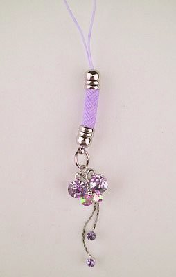 Trendy Lavender Purple Crystal Butterfly Tassel Cell Phone Charm