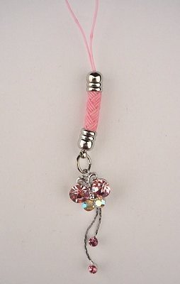 Trendy Pink Crystal Butterfly Tassel Cell Phone Charm
