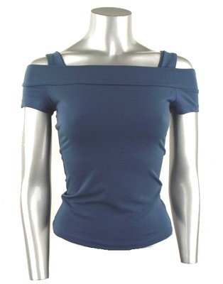 Classy & Sexy Teal Shoulder Baring Stretch Knit Top - Medium