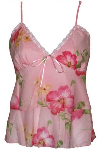 Sexy Soft Pink Floral Layered Camisole Top - Small
