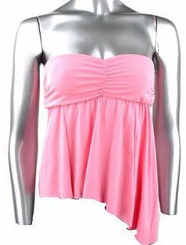 Flirty Sexy Pink Ruched Strapless Babydoll Top - Medium