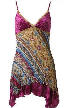 Bohemian Grape Crush Velvet Crinkle Chiffon Top - Medium