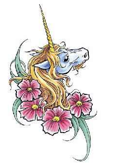 Unicorn Floral Large Temporary Tattoo