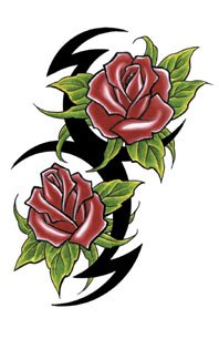 Double Rose Tribal Temporary Tattoo