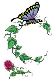 Butterfly, Vine, and Rose Temporary Tattoo
