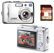 Akai DC7370 7.16 MP 3x Zoom 2.5 LCD Digital Camera and 1GB SD Card