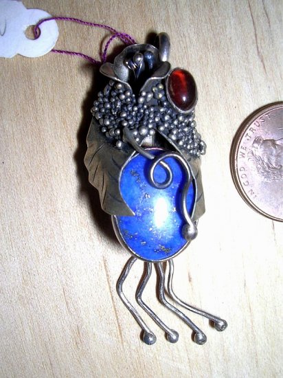 Lapis Pendant with Amber Cabochon