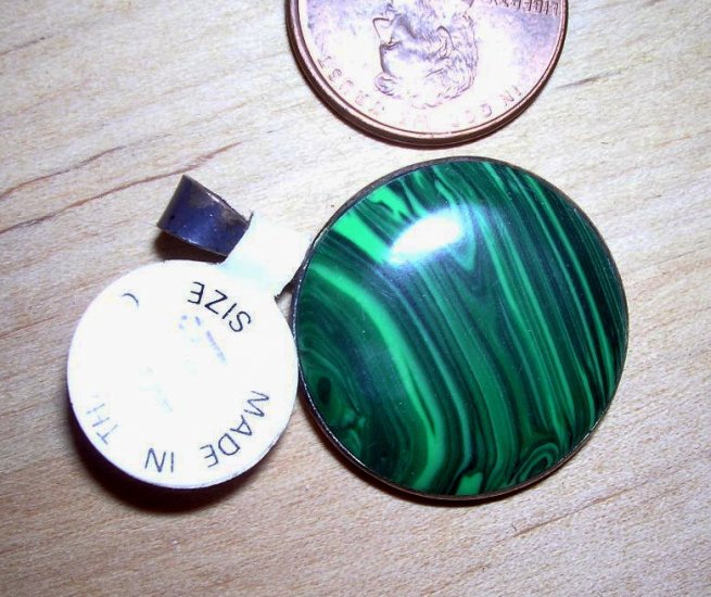 Round Malachite disk pendant