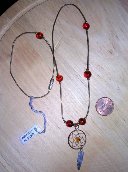 Sterling and Amber Dreamcatcher Necklace