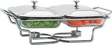 SALE KTWARM/00: Chrome and Steel Double Sided Warming Dish-Great for Parties & Weddings