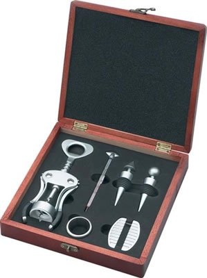 KTWINE/00: Wyndham House 7pc Wine Set with Wooden Storage Case