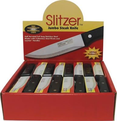 CTSZJS48: SALE-Slitzer 48pc Jumbo Steak Knives in Countertop Display