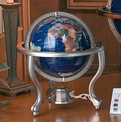 HHGLB220/00: SALE-KASSEL SMALL GLOBE WITH SEMI-PRECIOUS STONES AND STAND