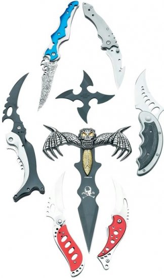 SKFAN8/00: Maxam 8 pc Fantasy Knife Collection in Blow Molded Case
