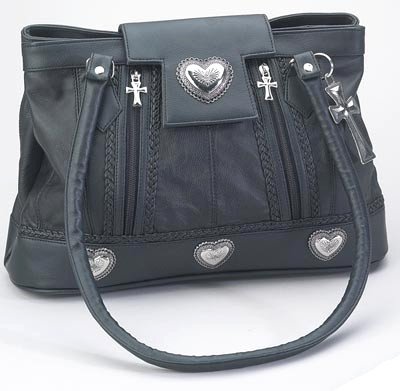 LUCRPUR/00: Embassy Large Genuine Sewn Leather Purse with Cross Key Chain and Pulls