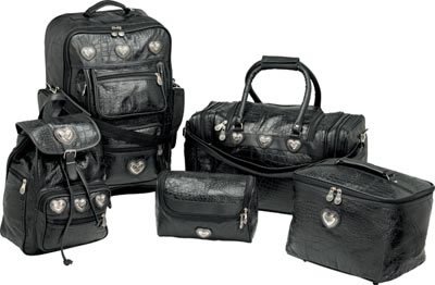 LUBRT5/00: SALE-EMBASSY Genuine Sewn Leather Alligator Design Grain Luggage Set - 5 pc