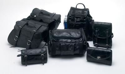 LUMSET: SALE-DIAMOND PLATE ROCK 7pc Leather Motorcycle Luggage Set