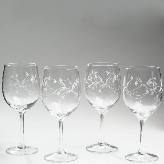 KTWATER/00: Wyndham House 4pc Etched Stemware Water Glass Set - Limited Supply