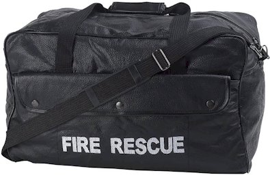 LUFIRE/00: Fire Rescue Pebble Grain Genuine Leather Duffle Bag