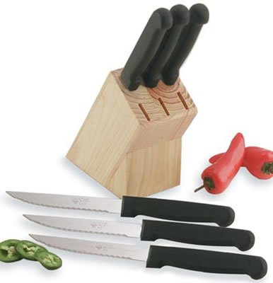 CTDCS7: Diamond Cut 6pc Steak Knives in Wood Block -Never Needs Sharpening