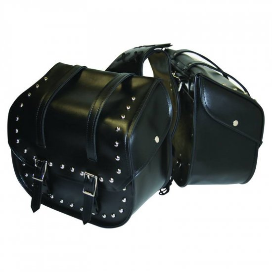 LUMSADDLE/00: SALE: Diamond Plate 2 pc Studded Motorcycle Saddle Bag