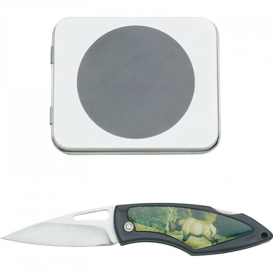 SKELKTIN/00: Maxam Folding Lockback Elk Knife in Collector's Tin-Limited Supply