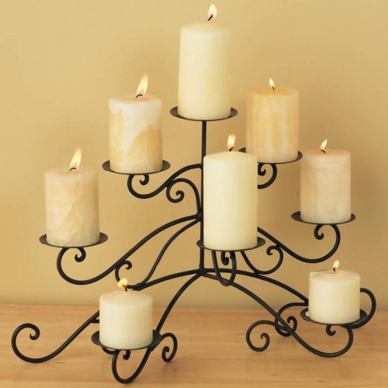 LB5058/00: SALE-Luca Bella Home Wimberly Wrought Iron 8 Pillar Candelabra