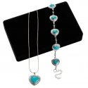 JETURQ2/00: Genuine Turquoise and Sterling Silver Necklace and Bracelet Set