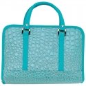 DBBLUA1/00: SALE: Gigi Chantal Blue Faux Alligator Design Bible Cover with Cross Zipper Pull