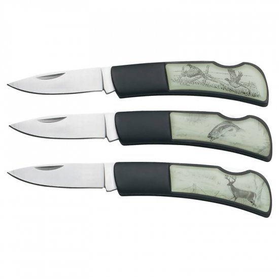 SKOGS/00: Maxam 3 pc Outdoorsman Collector's Knives Set
