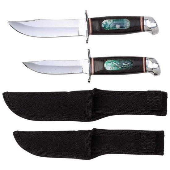 SKHUNT2/00: Maxam 2pc Hunting Knife Set with Collector's Tin