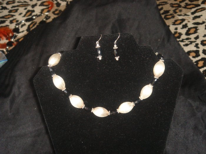 Sterling silver and Black onyx necklace & earrings