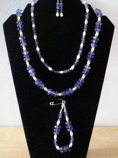 Blueberry Quartz Necklace, bracelet, & Earrings