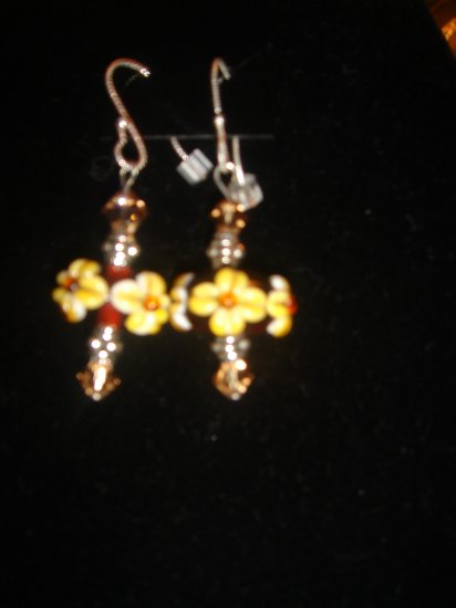 Lampwork beads earrings with swarovski crystals