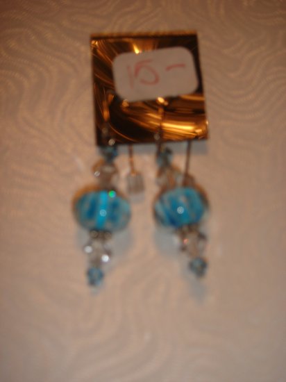 Blue lampwork beads and swarovski crystals