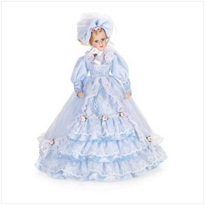 Debutante Porcelain Doll in Frilly Blue Dress-FREE SHIPPING