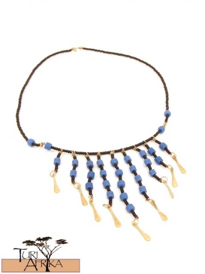 Product ID: 6 Brass & Blue Bead NecklaceBrass & Blue Bead Necklace