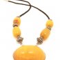 Product ID: 30 Large Yellow Kenyan Amber and Silver Necklace