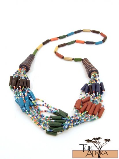 Product ID: 32 Ceramic Multi-Coloroed Bead Necklace
