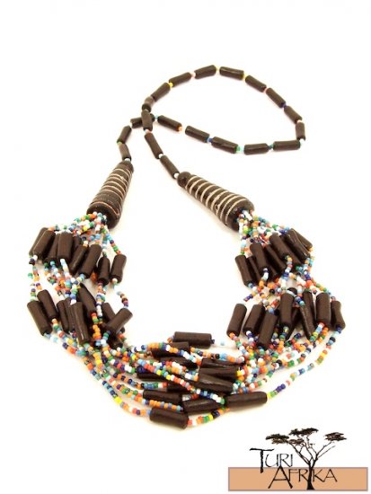 Product ID: 34 Ceramic Black w/ Brown Bead Necklace