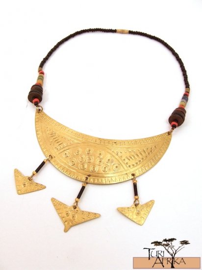 Product ID: 56 Brass Choker, Trade Beads, Quils, Small Bras Hanging