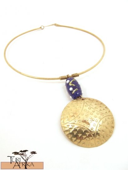 Product ID: 59 Brass Choker, Large Glas Bead, Medium Brass Disk