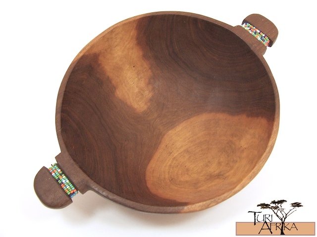Product ID: 90 Medium Round Olive Wood Bowls W/ Beaded handle