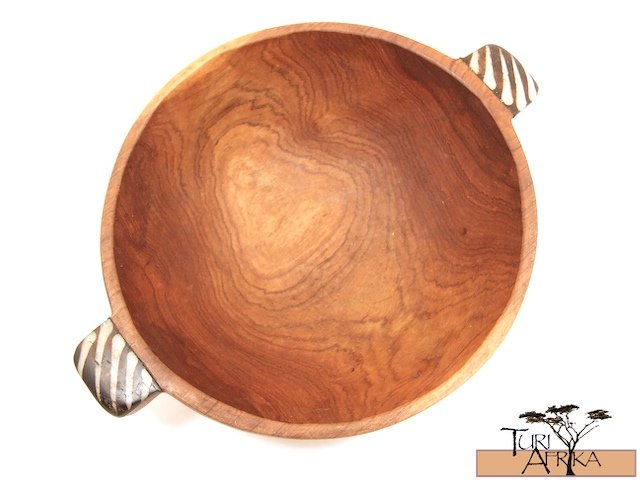 Product ID: 91 Medium Round Olive Wood Bowls W/ Painted Bone handle