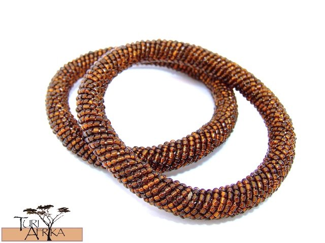 Product ID: 98 Round Beaded Flexible Bracelets (Metallic Brown) SET OF 2