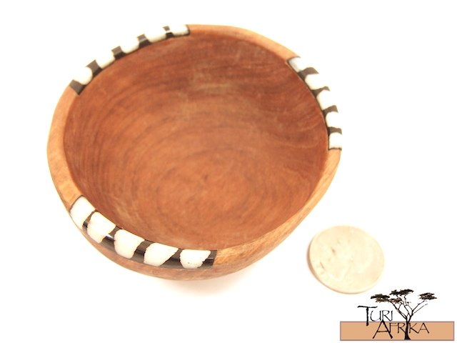 Product ID: 101 Small Finger Bowl Olive Wood and Painted Bone