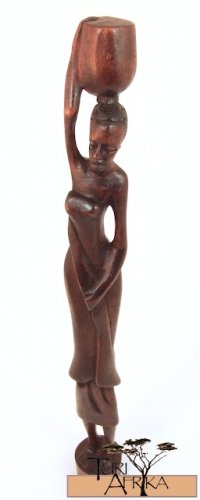 Product ID: 156 Wooden Woman Carrying Water Sculpture